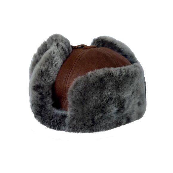Shearling Sheepskin Leather Trapper Hat Aviator | Winter Hat | Ushanka - Picture 7 of 9